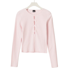 Gina Tricot Long Sleeve Jersey Top With Bow Tie - Soft Lilac/Purple