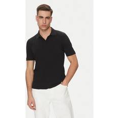 GOTS (Global Organic Textile Standard) Polotrøjer Marc O'Polo Herren Poloshirt aus Baumwoll-Leinen-Mix - Schwarz