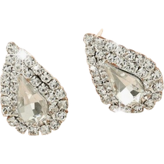 Shein Retro Tear Drop Crystal Rhinestone Earring Stud for Women Pair