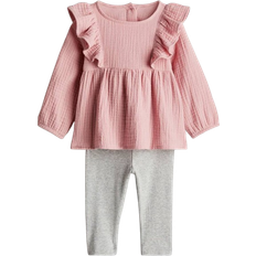 H&M Lyserød 2-delt Sæt Med Bluse Og Leggings - Lyserød