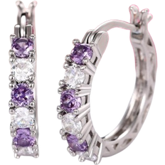 Shein 1pair Exquisite Cubic Zirconia Decor Hoop Earrings For Women For Daily Decoration