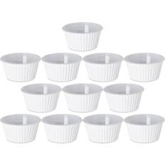 Set Ramekins Black Duck Brand Set of 12 Plastic White Fluted Round Stackable 4 oz Ramekin