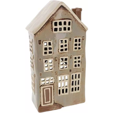 Shudehill Giftware Shudehill Giftware Village Pottery Tall Grey Townhouse Tealight Candle Holder