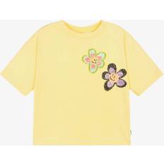 Molo Girls Yellow Cotton Sequin Flower T-Shirt - Yellow