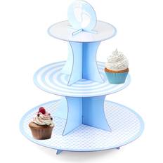 Geezy 3 Tier Cardboard Cupcake Blue Cake Stand