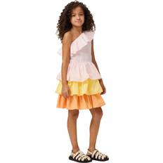 Pink Dresses Molo Girls Pink & Yellow Cotton Ruffle Dress - 9-10 year