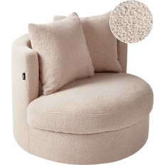 Beliani Modern Glam Round Back Boucle Beige Dalby Armchair