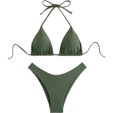 Shein Damen Sommer Strand solide farbige Bikini-Set mit Neckholder und getrenntem Bikinihose-Set