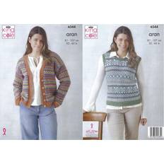 Yarn & Needlework Supplies King Cole Aran Knitting Pattern 6344
