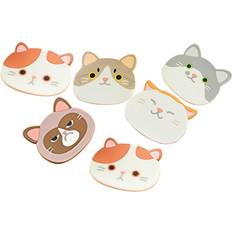 Tomtop Jms 6 Pcs Cute Cat Cup Coasters Mats Silicone Rubber Cat Coasters for Beverage Drink Beer Wine Glass Tea Coaster 6pcs