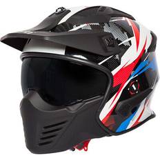 Spada Storm Open Face Scooter Motorbike Helmet - Gloss White/Red/Blue
