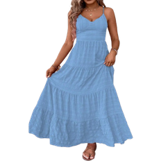 Shein Rückenfreies Cami Kleid mit Bindeschleife und Volantsaum für den Sommer in Übergrößen