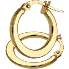 9ct Yellow Gold Classic Flat Creole Earrings - One Size