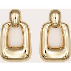 PrettyLittleThing Gold Chunky Rectangle Cut Out Statement Earrings - Yellow