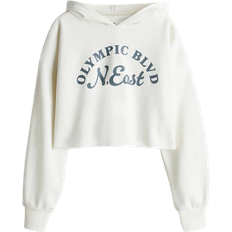 White Hoodies Children's Clothing H&M Printed Cropped Hoodie - White
