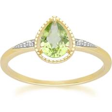 Peridot Jewellery Gemondo Classic Pear Peridot & Diamond Ring - 9ct Yellow Gold