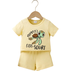 Shein Baby Boys Cute Turtle And Letter Printed ShortSleeve Outfit Set Summer