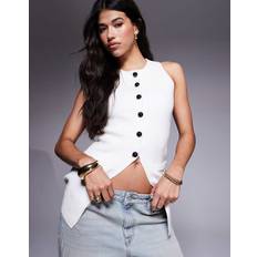 Mesh Outerwear River Island Longline Waistcoat Top - White