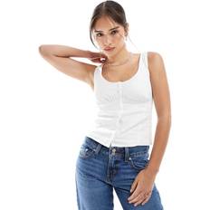 White Tank Tops Hollister Blend Button-Through Top - White
