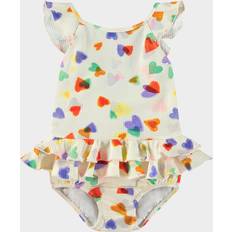 Molo Bathing Suits Molo Girls Heart Print Ruffle Swimsuit - Ivory