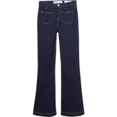 High Waisted Front Pocket Flared Jeans - Blue
