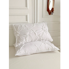 Shein 2 pcs Floral Polyester Pillowcases Hovedpudebetræk Hvid (66x50cm)