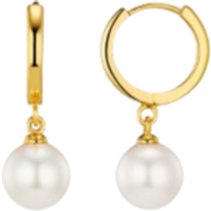 Orelia Pearl Drop Huggie Hoop Earrings - Gold -