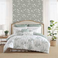 Laura Ashley Toile Delight Cotton Reversible Comforter Bonus Set Queen + 6 Additional Pieces Duvet Cover Green (208.3x218.4cm)