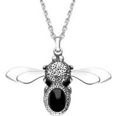 Necklaces C W Sellors Sterling Silver Whitby Jet Stone Set Body Bee Necklace