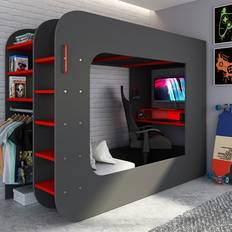 Gaming high sleeper bed Trasman Pod Solo 2 Gaming High Sleeper Bed 90 x 200 cm