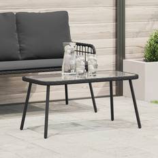 Outdoor Coffee Tables 17 Stories Coffee Table Black PE Rattan Glass Steel 90 x 45 x 43 cm Tough