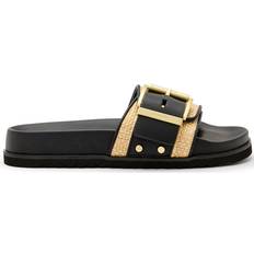 Leather Slides AllSaints Ellie Raffia Slide Sandals - Black