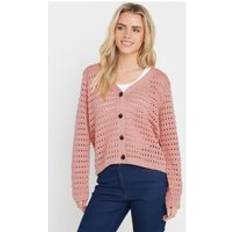 Pink Cardigans M&Co Petite Crochet Cardigan - Light Pink