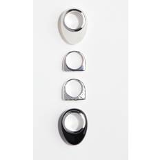 Dam - Plast Ringar H&M Dam 4-Pack Ring - Silver/Vit