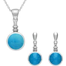 Turquoise Jewellery Sets C W Sellors Sterling Silver Turquoise Round Bottle Top Two Piece Set