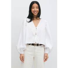 Gina Tricot Blus Tie Blouse - Vit