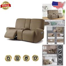 Textiles ULTICOR Squared Jacquard Design Reclining Loveseat 8-Piece Loose Sofa Cover