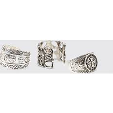 Smycken boohooMAN Mens Silver Cross Ring 3 Pack