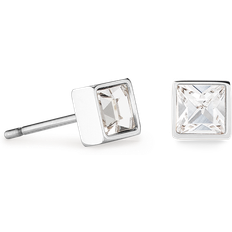 Crystal Earrings Coeur de Lion Brilliant Square Earrings - Silver