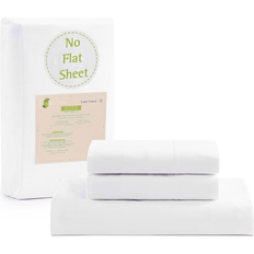 Textiles LANE LINEN 100% Organic Cotton Fitted Queen 3-Piece Set Bed Sheet White