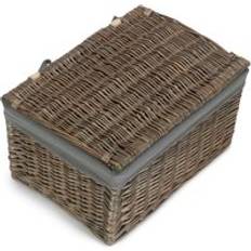 Cotton Baskets RED HAMPER Antique Wash Cotton Lined Storage Medium Basket