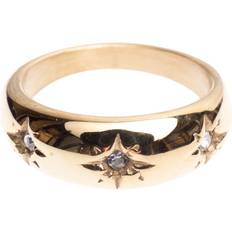 Smycken Dark Chunky Star Ring With Crystals - Gold
