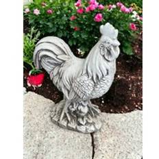 Geko Garden Ornaments Geko Stone Effect White Cockerel Statue