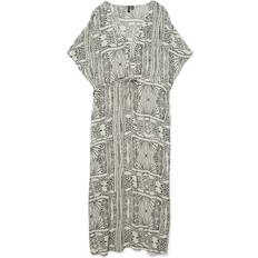 Vero Moda Printed Kaftan Maxi Dress - Ecru Print/Black