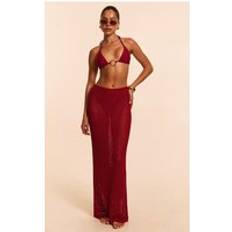 Röda Saronger & Kimonos PrettyLittleThing Crochet Maxi Beach Skirt - Red