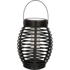 Tuinornamenten Anna's Collection Tuindecoratie Solar Lantaarns Lampen Zwart Met Vlam Effect 19 cm