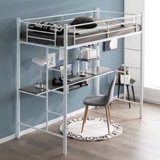 Loft Beds Costway Single White High Sleeper with Storage 207 x 39 x 19 cm