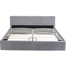 Merax Hydraulisches Boxspringbett 180 x 200 cm - Grau Bettrahmen 180 x 200cm
