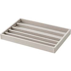 Grey - Women Jewellery Storage Muji Velour Tray for Stackable Acrylic 2 Drawer Box - L