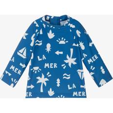 Blue UV Shirts Children's Clothing Petit Bateau Baby UV Beach Print Long Sleeve Swim Top - Mid Blue